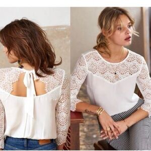 Sezane silk and lace blouse